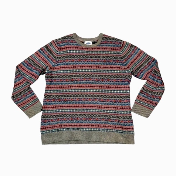 Old Navy Multicolor Sweater Fair isle Dad sweater crew neck  XL - Picture 2 of 9